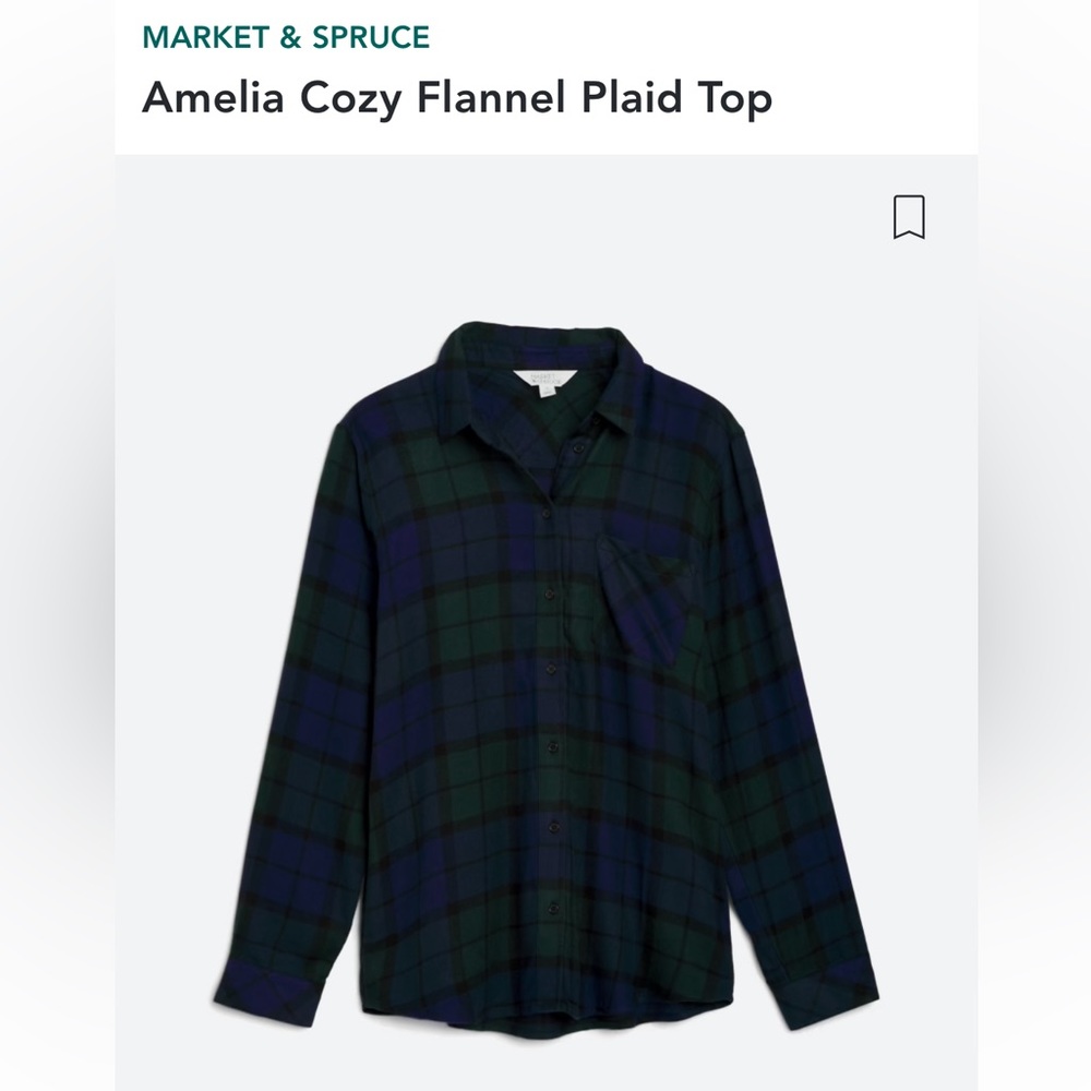 Market and Spruce Amelia Cozy Flannel Plaid Top